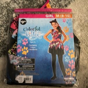 Colorful kitten girl medium (8-10) new costume Walmart